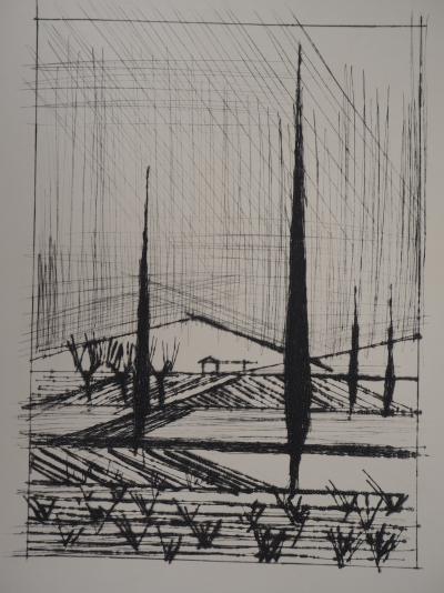 Bernard BUFFET : Paysage Italien - Gravure originale