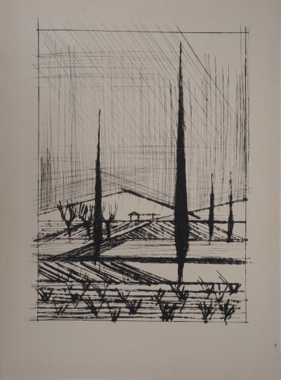 Bernard BUFFET : Paysage Italien - Gravure originale 2