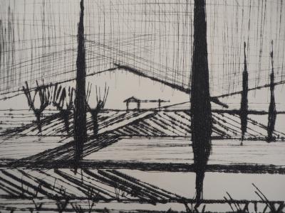 Bernard BUFFET : Paysage Italien - Gravure originale 2