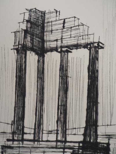 Bernard BUFFET : Temple en Ruine (Pompéi) - Gravure originale