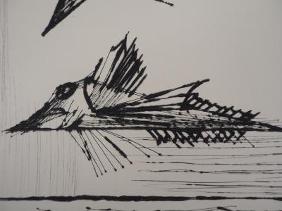 Bernard BUFFET -  Poissons volants - Gravure originale 2