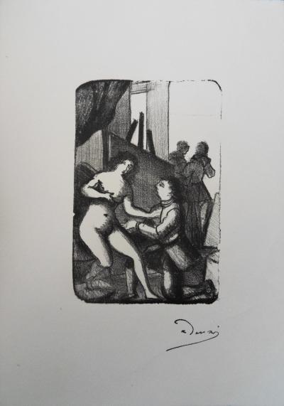 André DERAIN : Le modèle timide - Lithographie originale signée 2