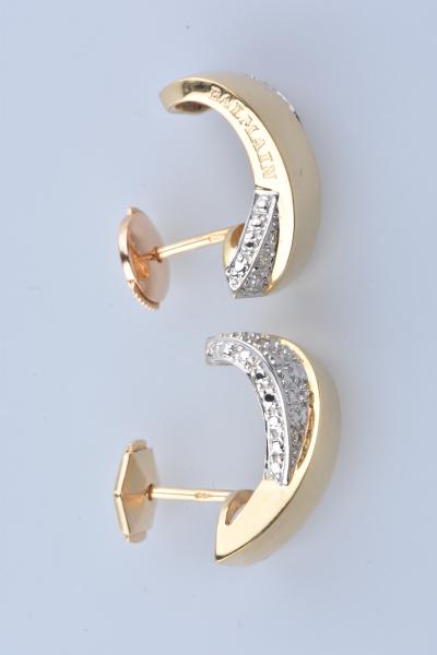 BALMAIN - Paire de boucles d’oreilles croisées en or bicolore et diamants 2