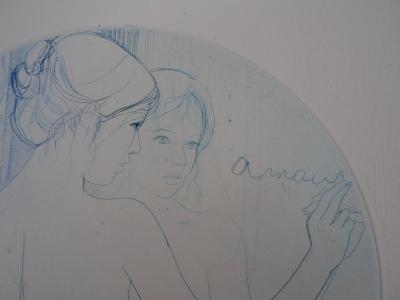 Jean Baptiste VALADIE : Amour, Nu au miroir - Gravure Originale Signée 2