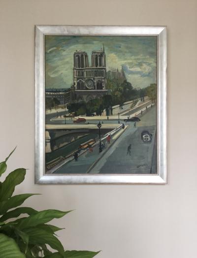 Jean DEL DEVEZ - Notre-Dame de Paris,vers 1950 - Huile sur panneau signée 2