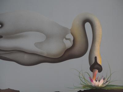 Jean-Paul DONADINI : Le cygne et le nénuphar - Lithographie Originale Signée 2