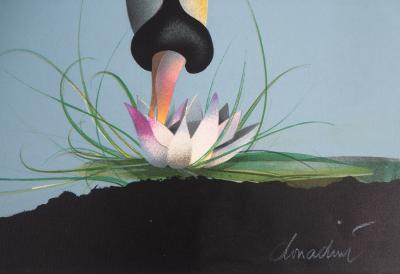 Jean-Paul DONADINI : Le cygne et le nénuphar - Lithographie Originale Signée 2