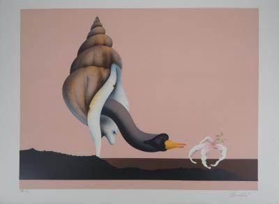 Jean Paul DONADINI : Le cygne et l'orchidée - Lithographie originale signée 2