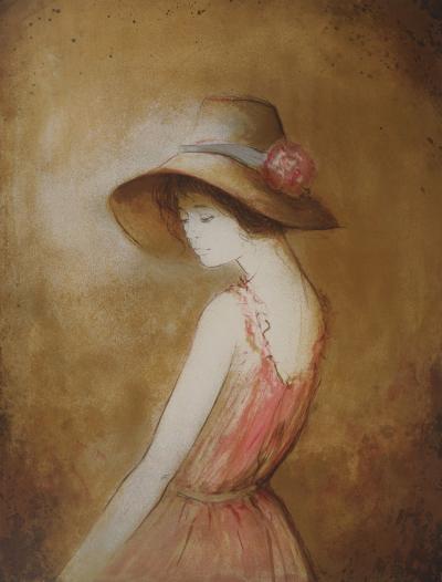Bernard CHAROY : Jeune fille à la rose - Lithographie originale signée 2