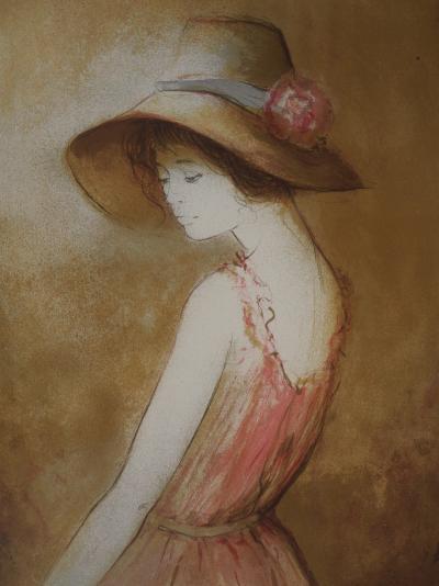 Bernard CHAROY : Jeune fille à la rose - Lithographie originale signée 2