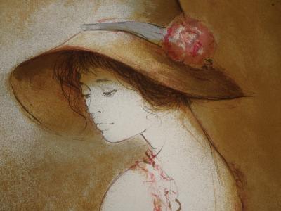 Bernard CHAROY : Jeune fille à la rose - Lithographie originale signée 2