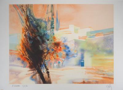 Daniel GELIS : Paysage de Provence - Lithographie Originale Signée 2