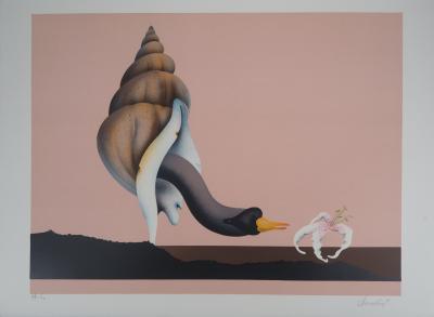 Jean-Paul DONADINI : Le cygne, le coquillage et l’orchidée - Lithographie Originale Signée 2