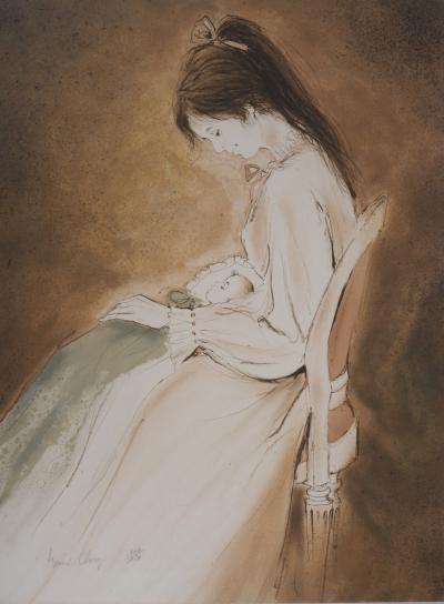 Bernard CHAROY : Maternité, Douce sieste - Lithographie originale signée 2