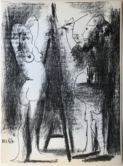 Pablo PICASSO - Le Peintre et son modèle,1964 - Lithographie originale 2