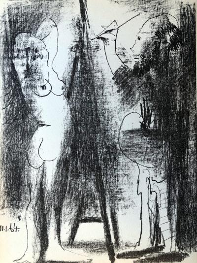 Pablo PICASSO - Le Peintre et son modèle,1964 - Lithographie originale 2