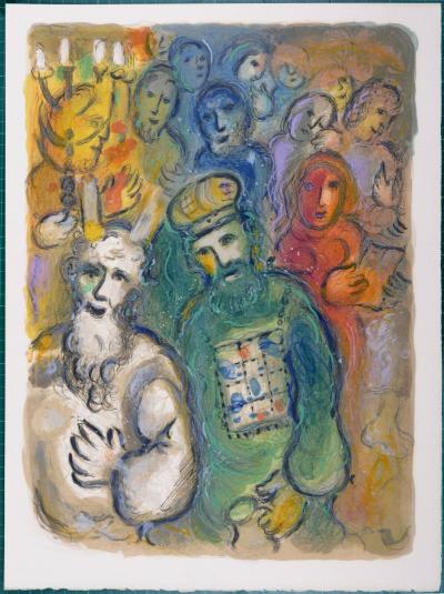 Marc CHAGALL - Moïse et Aaron avec les anciens, 1966 - Lithographie originale 2