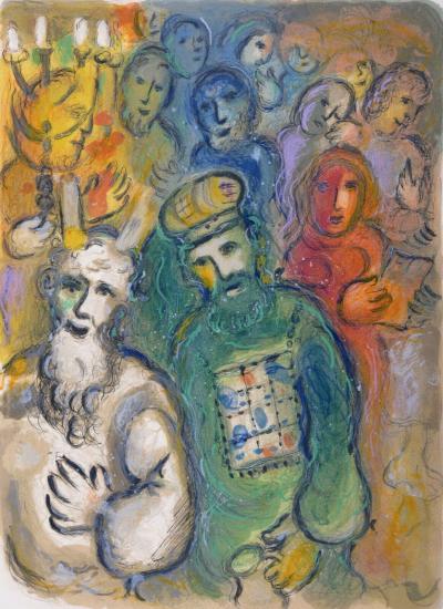 Marc CHAGALL - Moïse et Aaron avec les anciens, 1966 - Lithographie originale 2