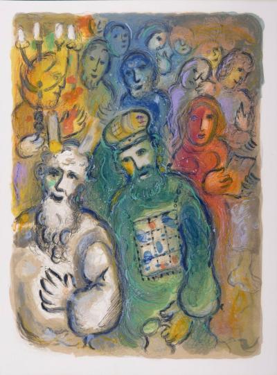 Marc CHAGALL - Moïse et Aaron avec les anciens, 1966 - Lithographie originale 2