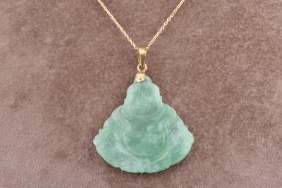 Pendentif Bouddha or jaune jade vert 2