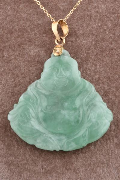 Pendentif Bouddha or jaune jade vert 2