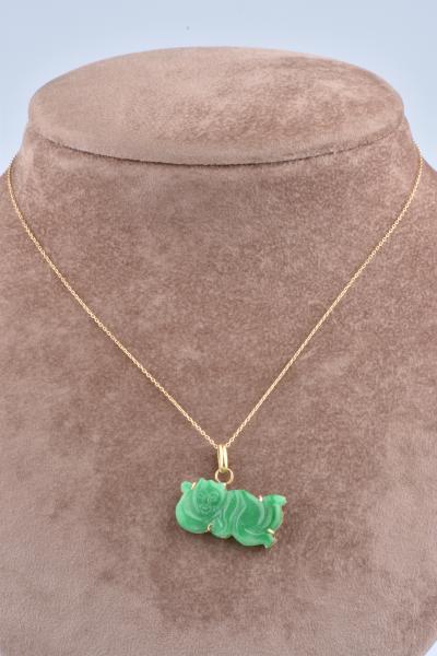 Pendentif Jade Bouddha or jaune 2