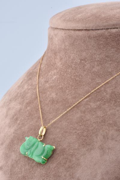 Pendentif Jade Bouddha or jaune 2