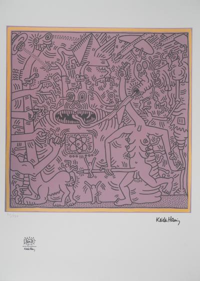 Keith HARING (d’après) - Cauchemar en rose - Sérigraphie signée 2