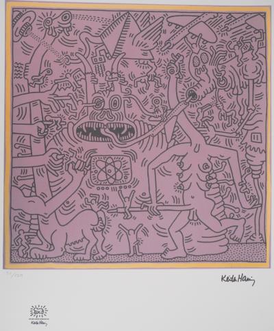 Keith HARING (d’après) - Cauchemar en rose - Sérigraphie signée 2