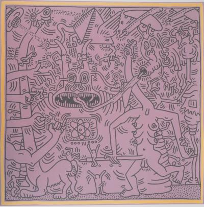 Keith HARING (d’après) - Cauchemar en rose - Sérigraphie signée 2