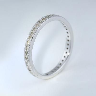 Bague anneau or blanc sertie diamants 2