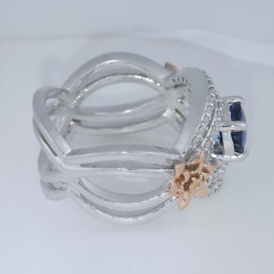 Bague Or Blanc, Saphir et Diamants 2