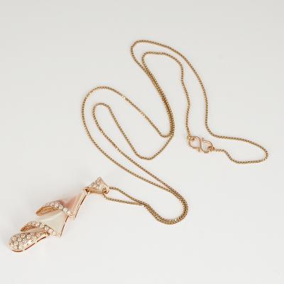 Rose Gold Designer Diamond & Mother of Pearl Pendant Necklace Set 2