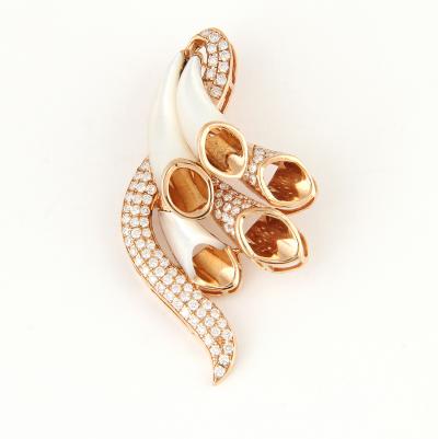 Rose Gold Designer Diamond & Mother of Pearl Pendant Necklace 2