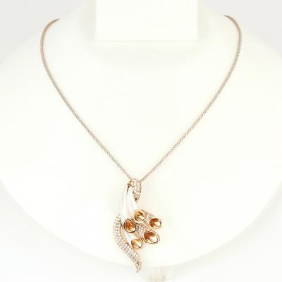 Rose Gold Designer Diamond & Mother of Pearl Pendant Necklace 2