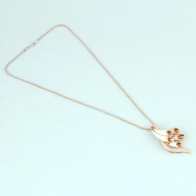 Rose Gold Designer Diamond & Mother of Pearl Pendant Necklace 2