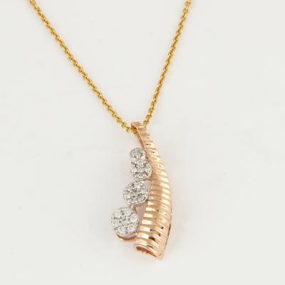 Collier Pendentif avec Boucles d’oreilles, Or rose et Diamants 2