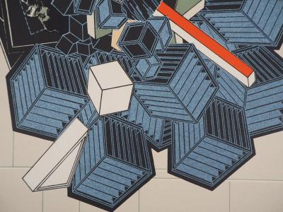 Lithographie Originale Signée Et Numérotée Alain Le Yaouanc - Art Abstrait Des Années 1970