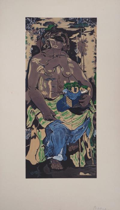 Georges BRAQUE : Femme nu au panier de fruits - Lithographie Originale Signée 2