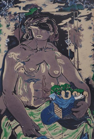 Georges BRAQUE : Femme nu au panier de fruits - Lithographie Originale Signée 2