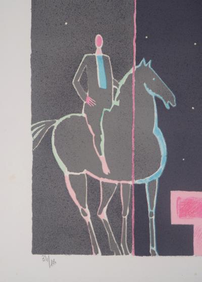 Albert ZAVARO : Le cavalier romantique - Lithographie originale signée 2