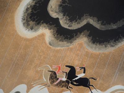 Albert ZAVARO :  Les chevaux dans la houle - Lithographie originale signée 2