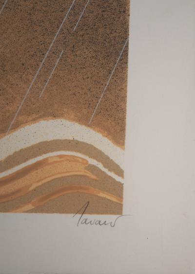 Albert ZAVARO :  Les chevaux dans la houle - Lithographie originale signée 2