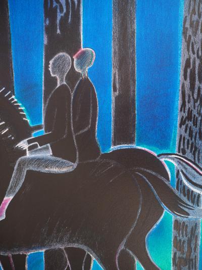 Albert ZAVARO : Chevaux : le contre jour - Lithographie Originale Signée 2