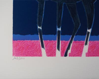 Albert ZAVARO : Trois hommes à cheval - Lithographie Originale Signée 2