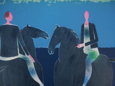 Albert ZAVARO : Trois hommes à cheval - Lithographie Originale Signée 2