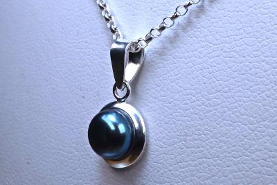 Collier perle noire de culture et argent titré 925 2
