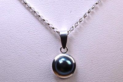 Collier perle noire de culture et argent titré 925 2