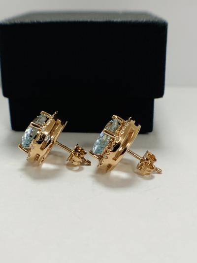 Gold Aquamarine and Diamond stud earrings 5.12ct 2