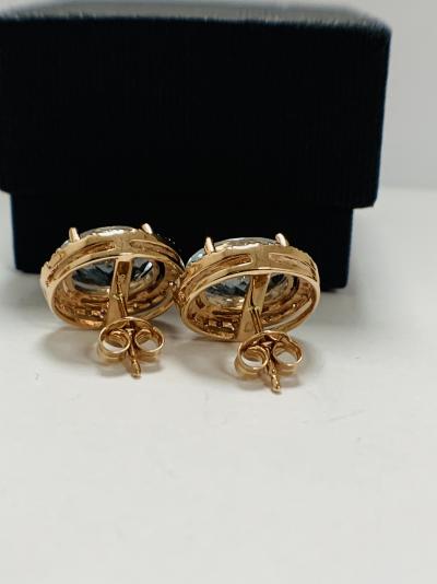 Gold Aquamarine and Diamond stud earrings 5.12ct 2